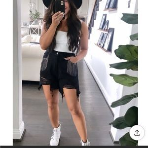 New - Buddy love rhinestone black shorts